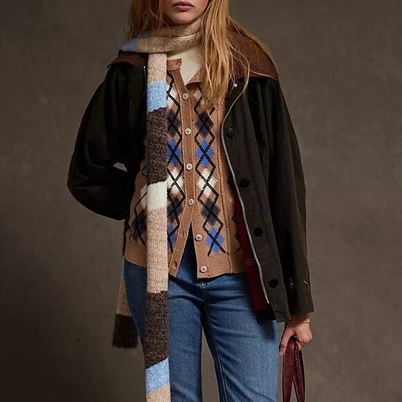 We The Free Aydin Plaid School Girl Cardi Tan Combo - Picture 1 of 5